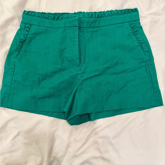 J. Crew Teal High Waist Ruffle Shorts - Picture 1 of 6